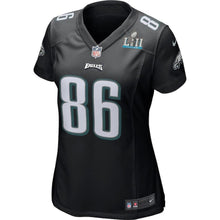 Load image into Gallery viewer, Women's Zach Ertz Black Philadelphia Eagles Super Bowl LII Bound Patch Game Event Jersey 2019