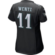 Load image into Gallery viewer, Women's Carson Wentz Black Philadelphia Eagles Super Bowl LII Bound Patch Game Event Jersey 2019
