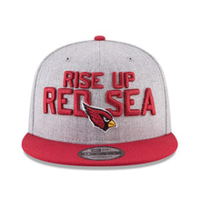 Load image into Gallery viewer, New Era Arizona Cardinals Heather Gray/Cardinal 2018 NFL Draft Official On-Stage 9FIFTY Snapback Adjustable Hat